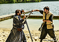 Fighting by the lake